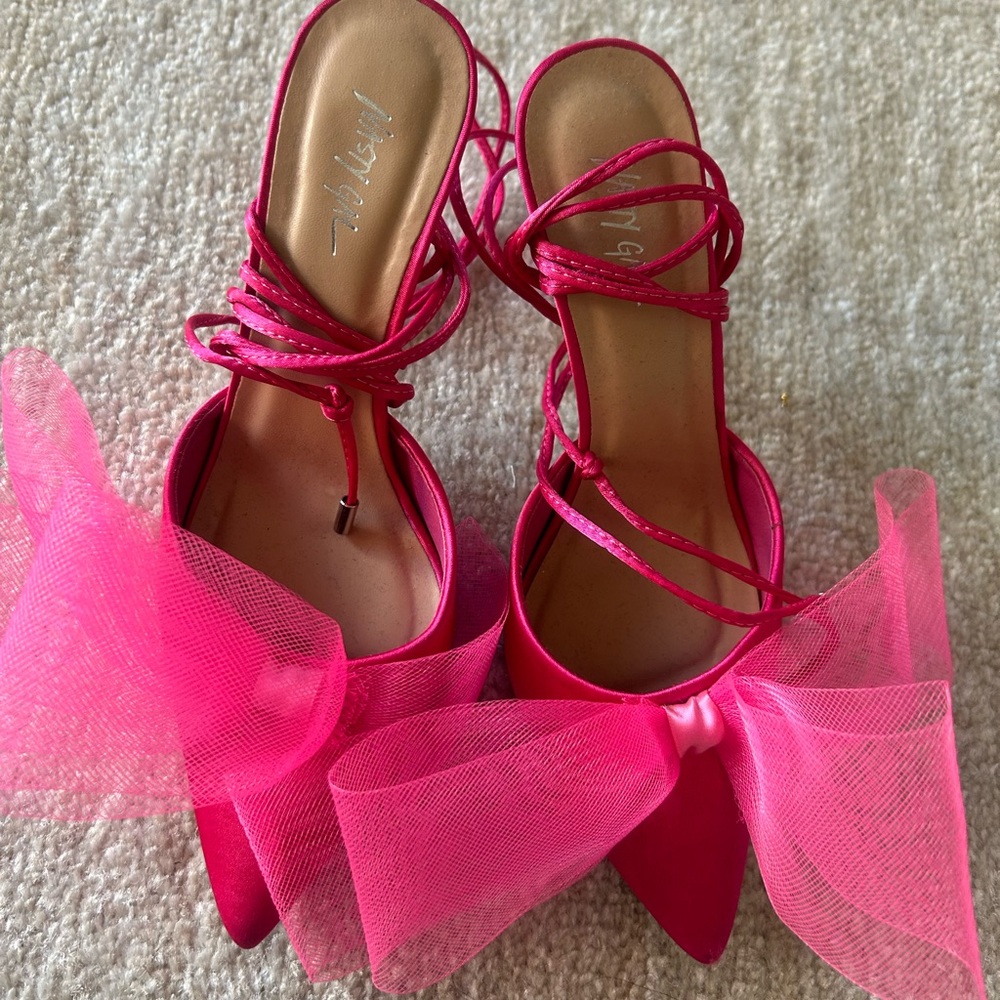 Nasty Gal pink lace up heels